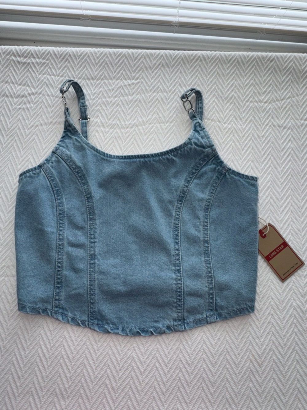 Lonestar Denim Crop Cami Top in Light Blue SZ-L